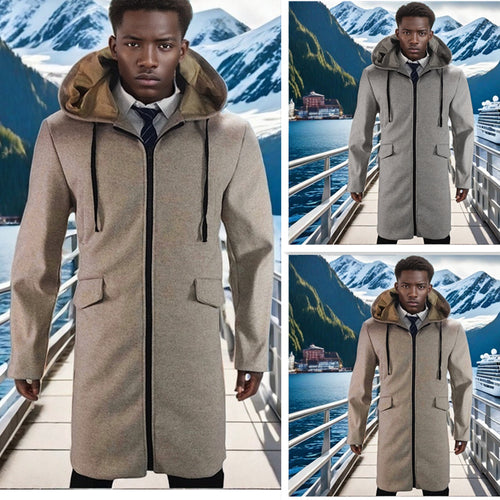 Herren eleganter Parka mit Kapuze und praktischen Taschen EB