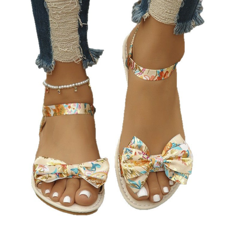 Damen Riemchen-Sandalen mit farbenfrohem Schleifen-Design EB