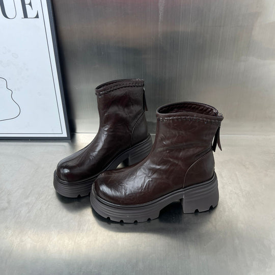 Damen trendige Stiefeletten mit robustem Profil und hochwertigem Leder EB