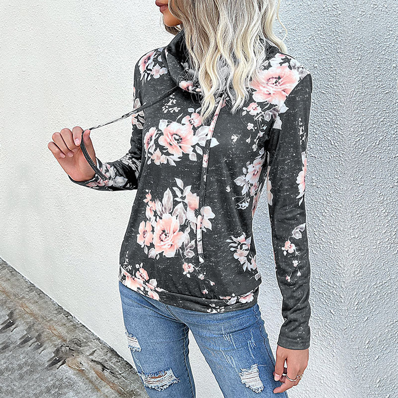 Damen gemütlicher Hoodie mit floralem Design und lässigem Schnitt EB