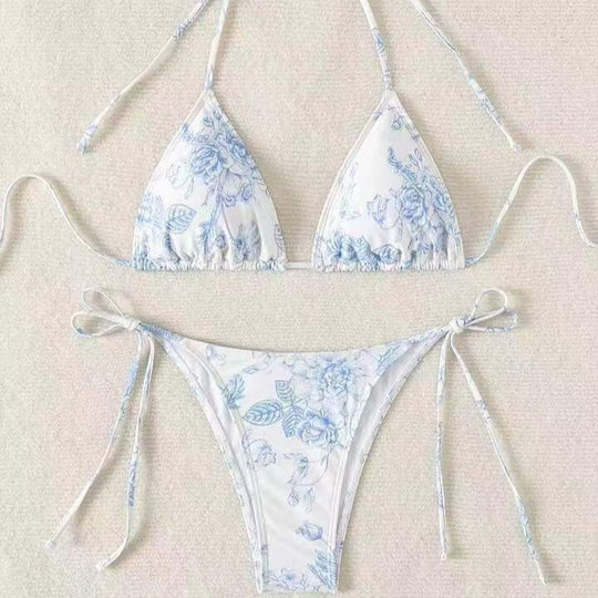 Damen Triangel-Bikini-Set mit zarten Blumenmotiven EB
