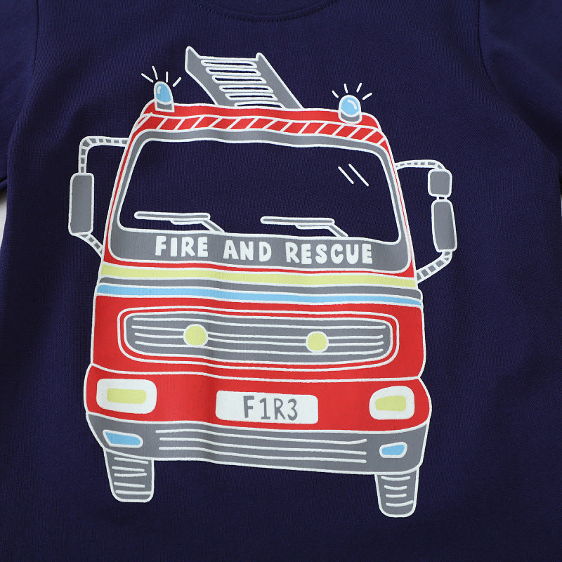 Jungen Langarmshirt mit leuchtendem Feuerwehr-Motiv EB