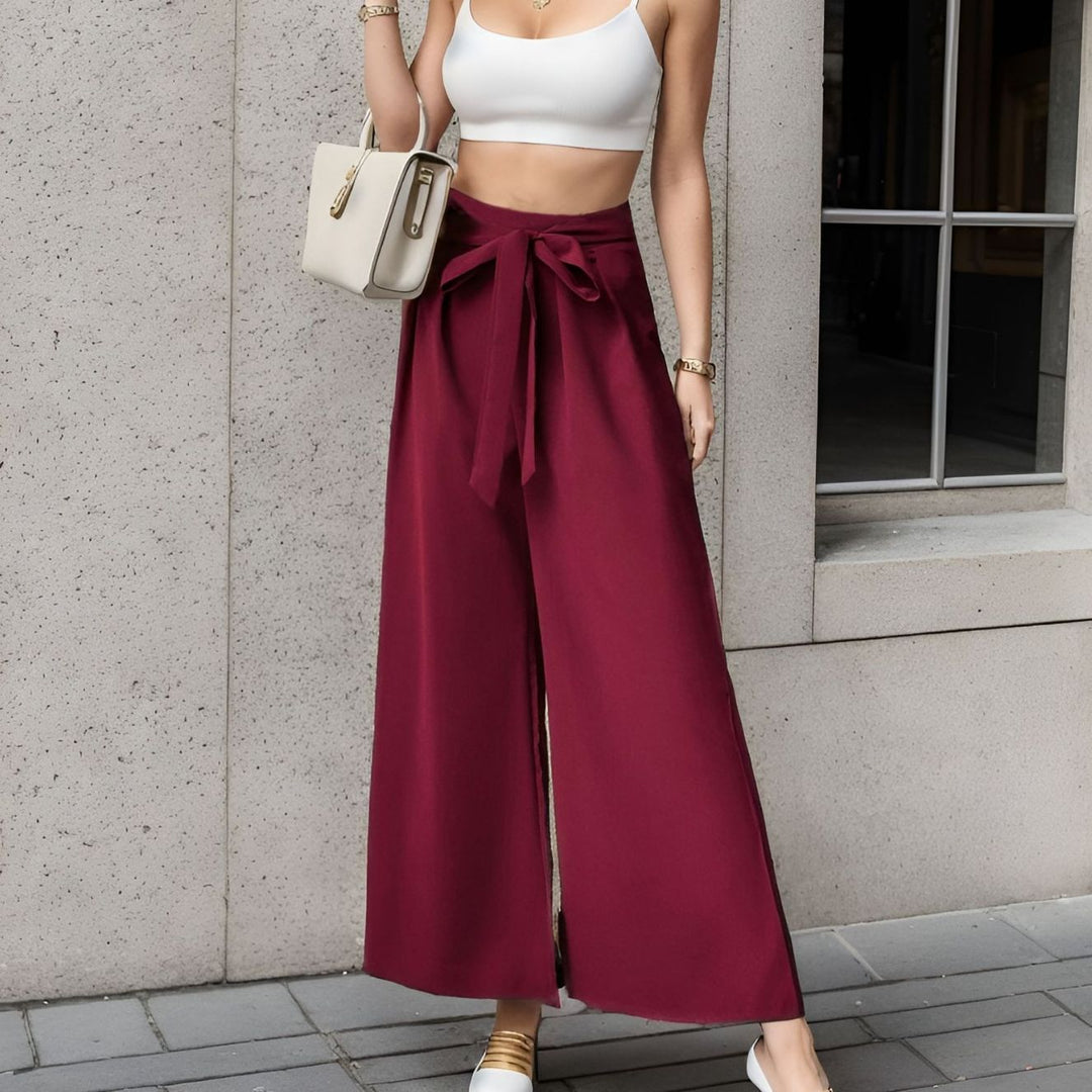 Damen Elegantes Cropped Top mit weitem Hosen-Set R&B