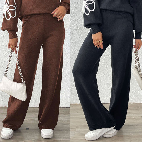 Damen lässige Strickhose mit weitem Schnitt EB