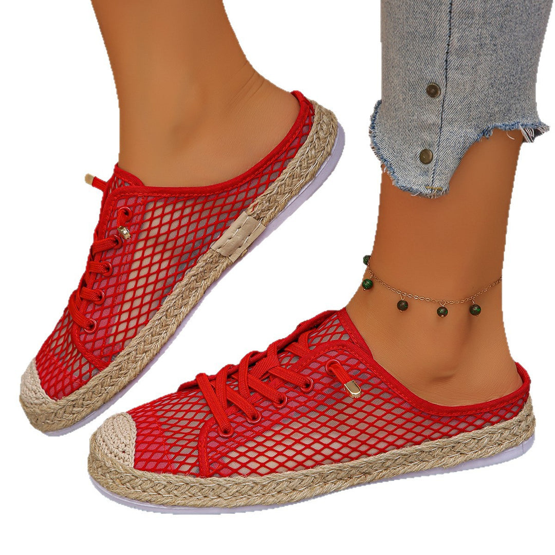 Damen Slip-On Sneaker mit modischem Netzdesign und geflochtenem Fußbett EB