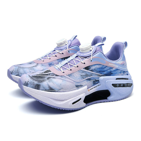 Damen gedämpfte Fashion-Plateau-Sneaker mit sichtbarer Luftkammersohle und elastischem Schaft EB