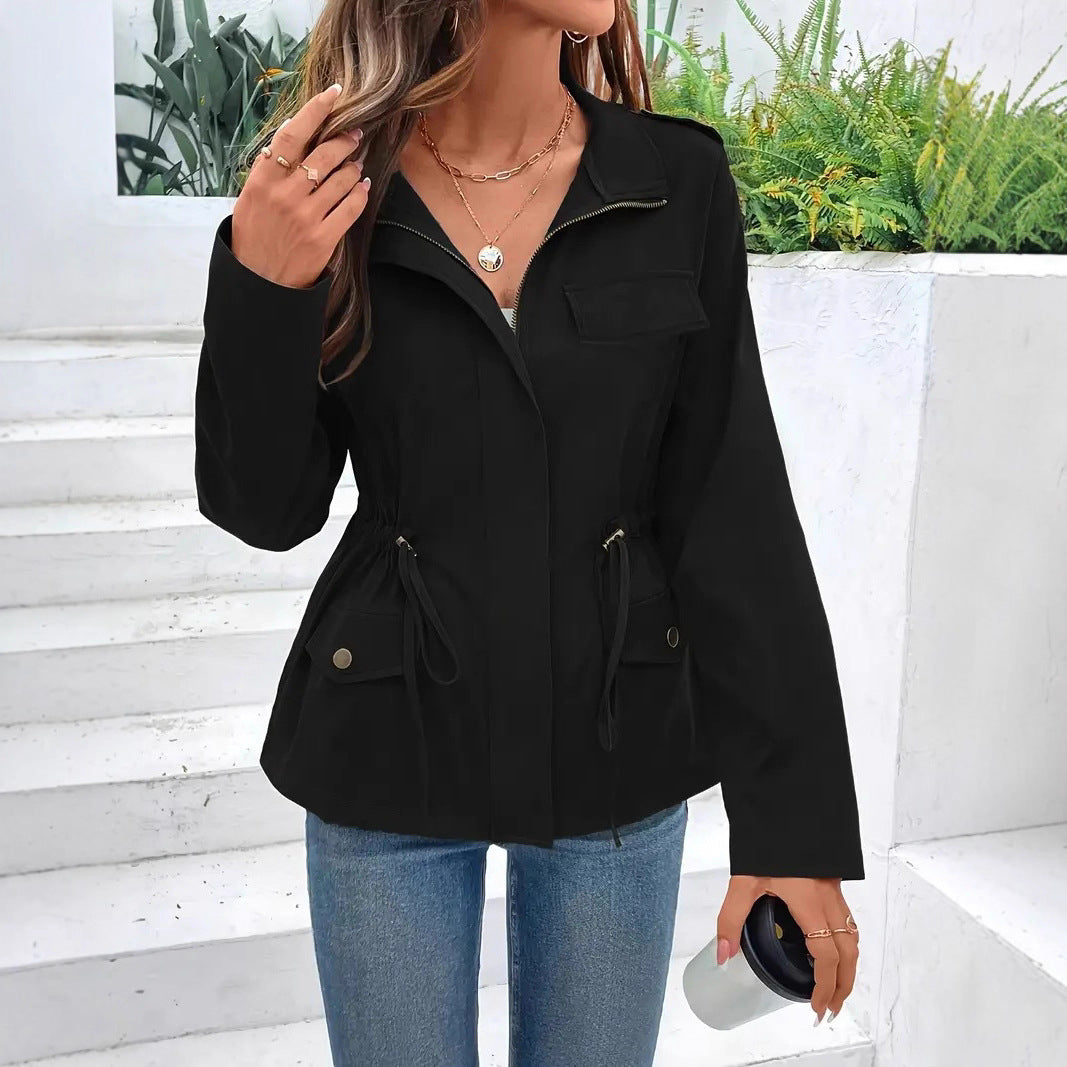 Damen Übergangsjacke mit verstellbarem Taillenzug und praktischen Taschen EB