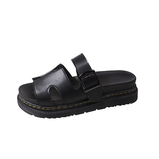 Damen bequeme Riemensandalen mit modischer Schnalle und gepolsterter Sohle EB