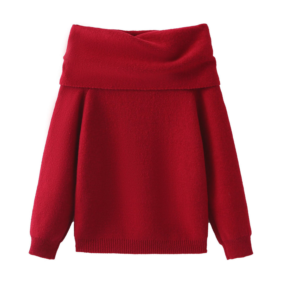 Damen Strick-Maxikleid mit Off-Shoulder-Ausschnitt und voluminösen Ärmeln EB