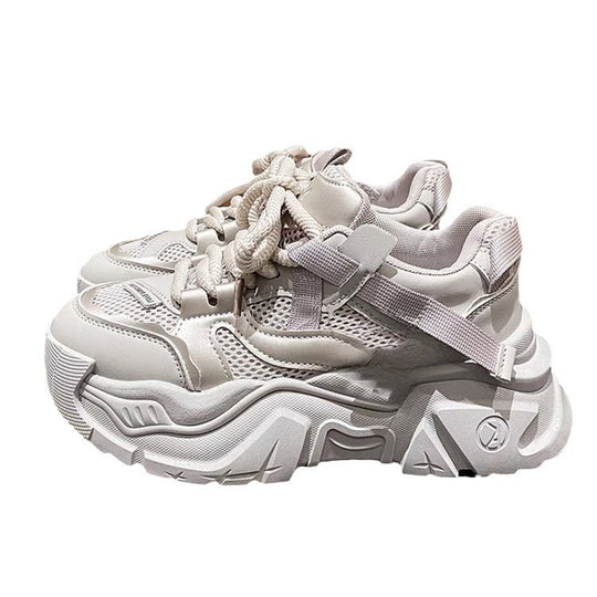 Damen Trendige Chunky Sneakers mit dämpfender Sohle und atmungsaktiver Netzoberfläche EB