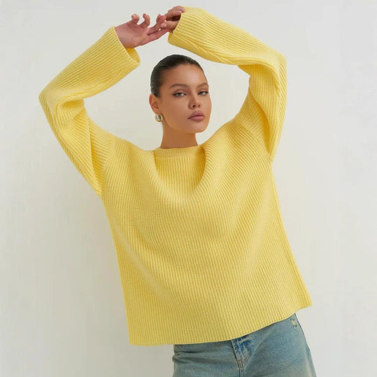 Damen Oversized Strickpullover mit strukturiertem Design und lässigem Schnitt EB