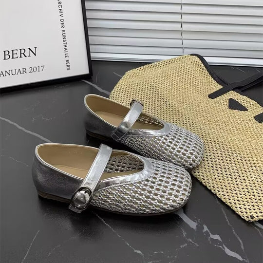 Damen Glamouröse Ballerinas mit dekorativen Riemen und geschmeidigem Obermaterial EB