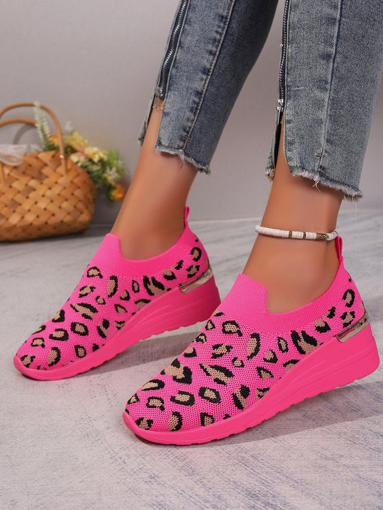 Damen bequeme Sneakers im Leopardenmuster EB