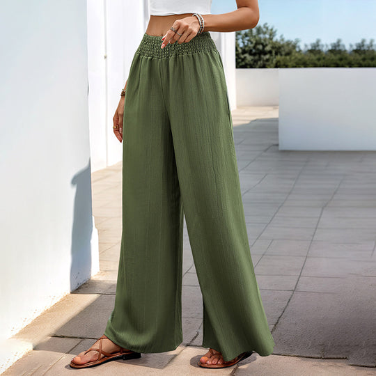 Damen Weite Palazzo-Hose mit elastischem Taillenbund und lässiger Schnitt EB