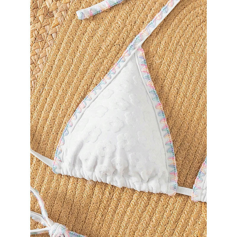 Damen Triangel-Bikini mit floralem Spitzenband EB