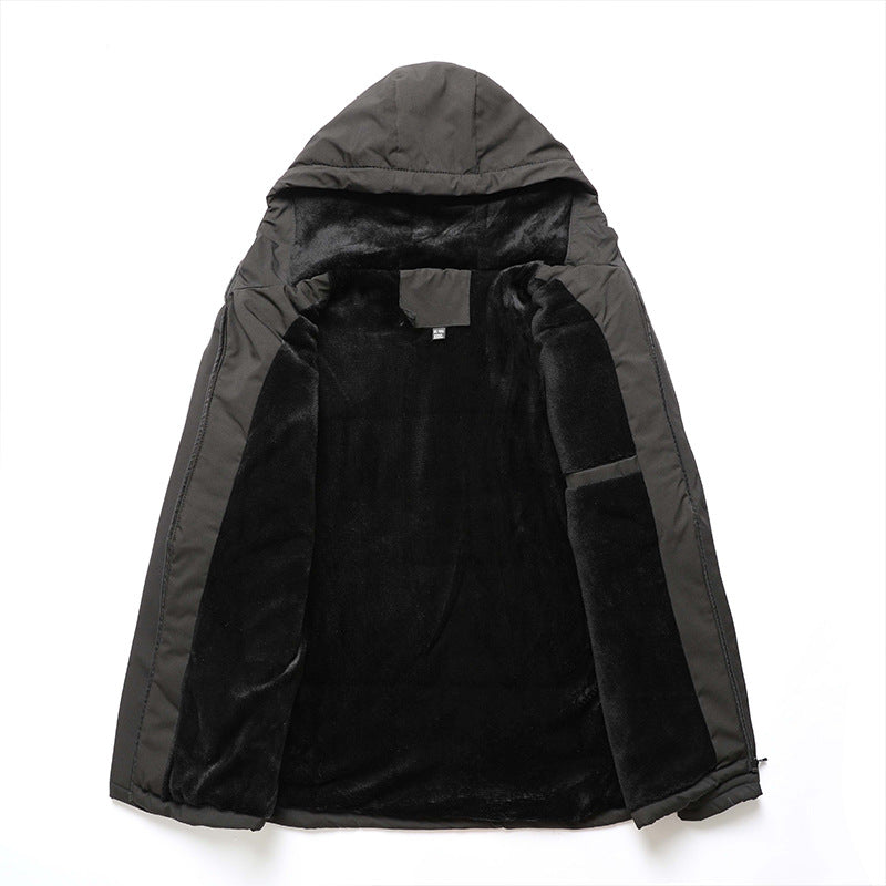 Herren  thermisch gefütterte Softshelljacke mit Kapuze, Fleece-Innenfutter und Reißverschluss-Brusttasche EB