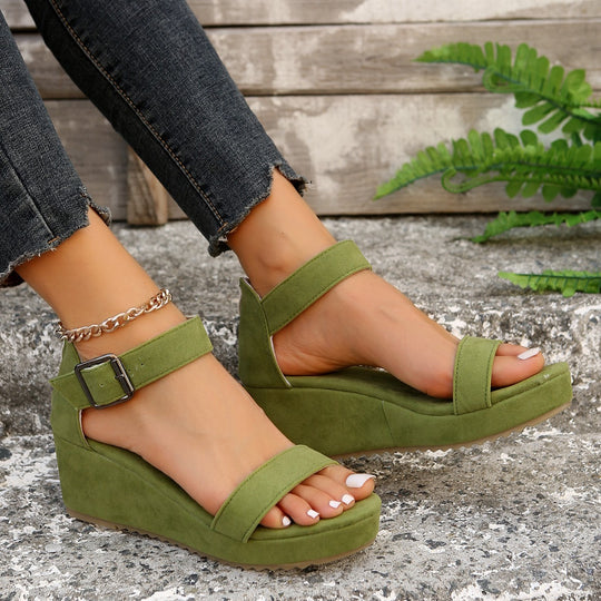 Damen Keil-Sandalen mit verstellbarem Riemen und rutschfester Sohle EB
