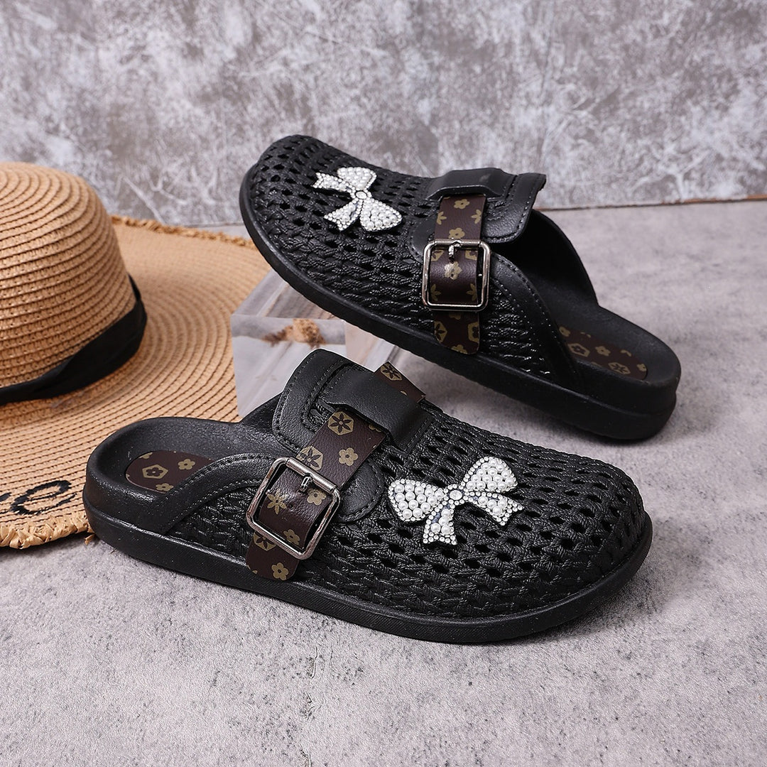 Damen Komfortable und modische Clogs mit dekorativem Schleifen-Detail EB