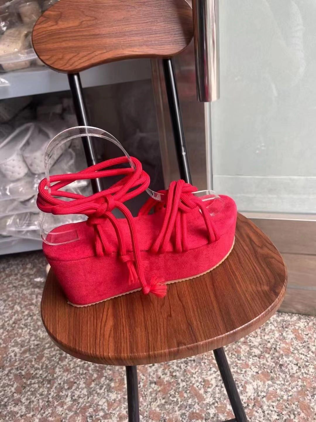 Damen Plateau-Sandalen mit geflochtenem Riemendesign EB
