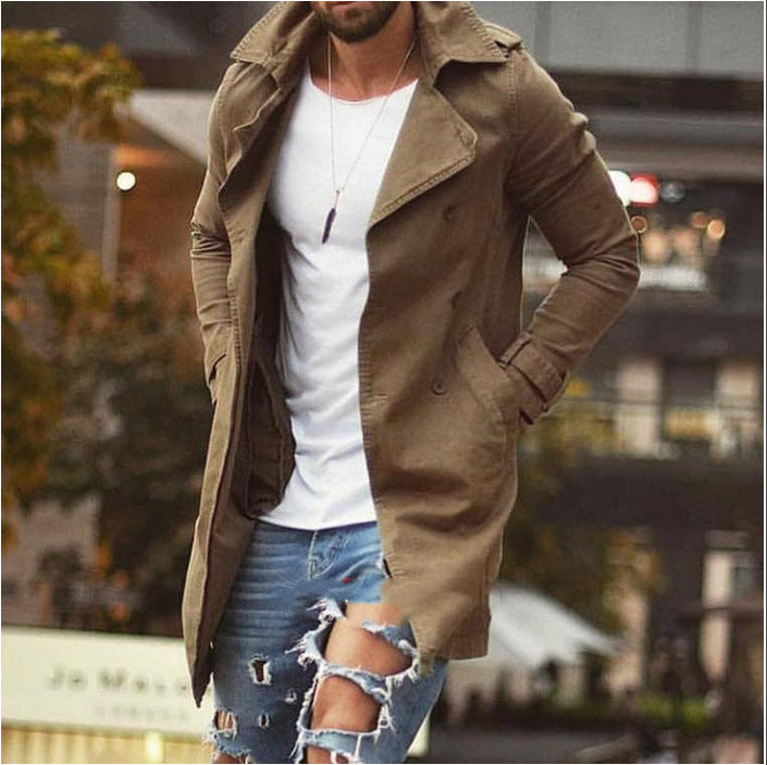 Herren nan leichter urbaner Trenchcoat mit zweireihiger Knopfleiste und lässiger Used-Optik EB