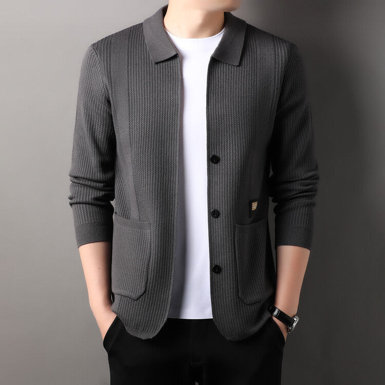 Herren Strickjacke mit hohem Kragen EB