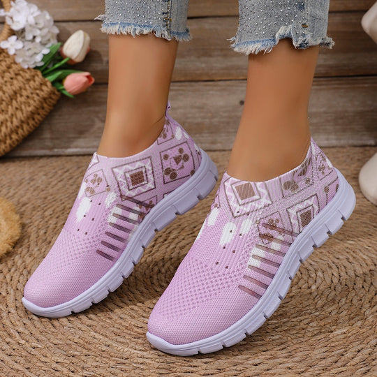 Damen Komfortable Slip-On Sneakers mit modischem Mustermix EB