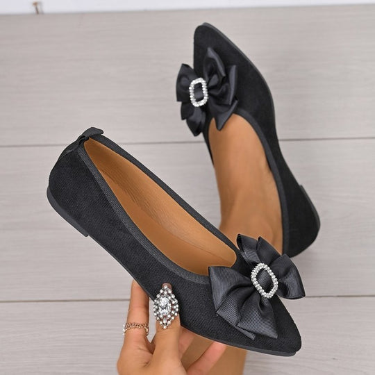 Damen elegante Ballerinas mit glamouröser Schleifen-Applikation EB