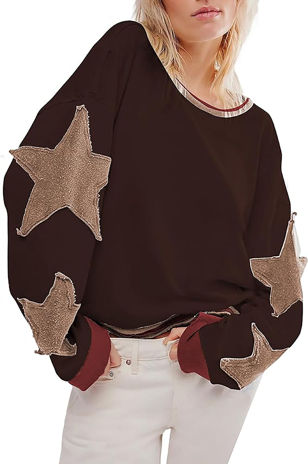 Damen lässiger Pullover mit Sternen-Design EB