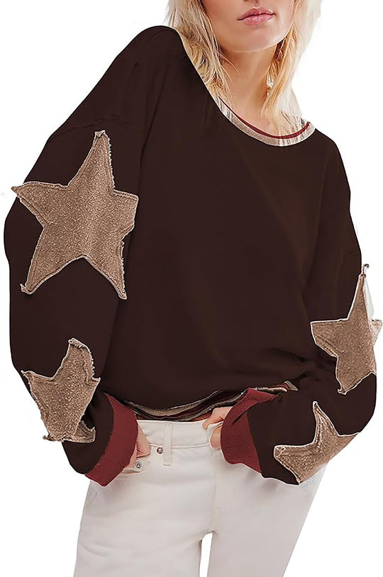 Damen lässiger Pullover mit Sternen-Design EB