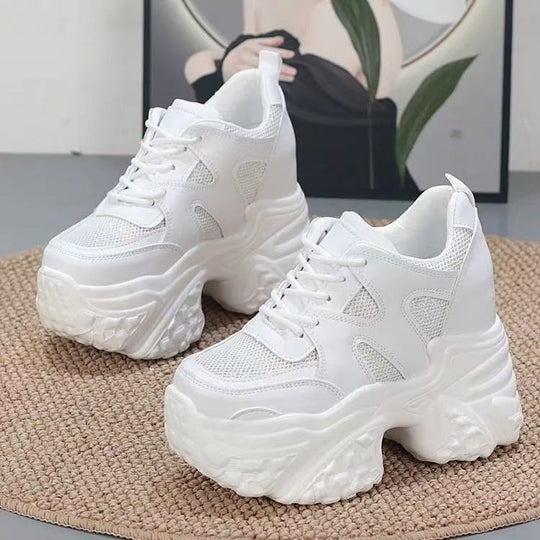Damen modische Chunky Sneakers mit hoher Plateausohle und atmungsaktivem Mesh-EB