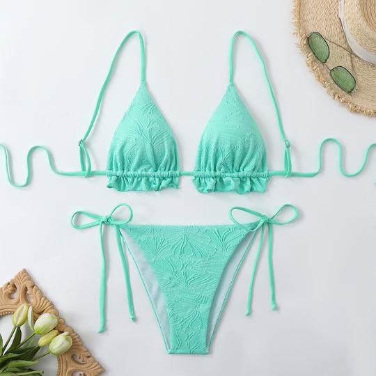 Damen Triangel-Bikini mit Rüschendetails EB