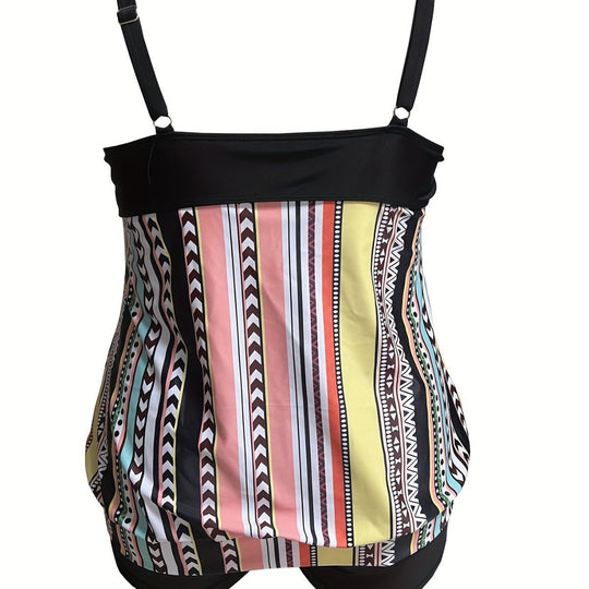 Damen Tankini-Set mit verspieltem Mustermix und praktischen Shorts EB