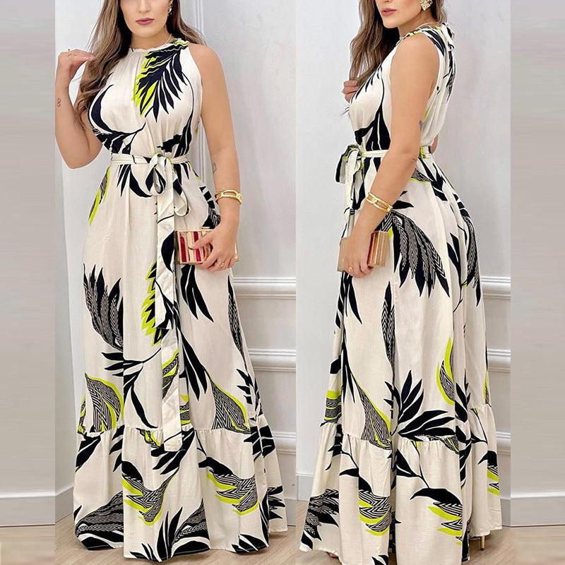Damen Langärmliges Maxikleid mit floralem Muster und tailliertem Schnitt EB