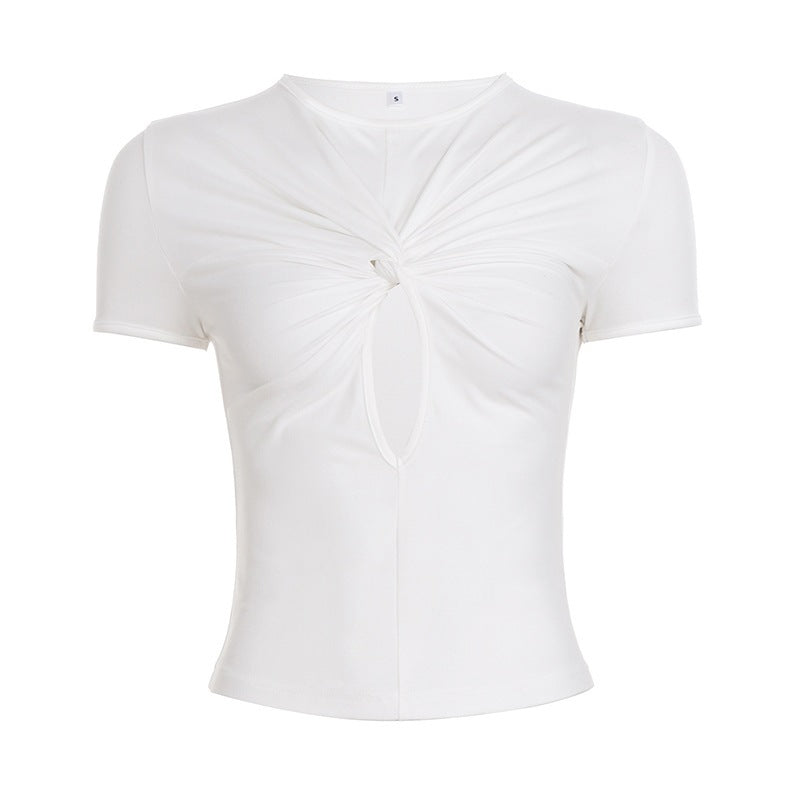 Damen Kurzarmshirt mit raffiniertem Knotendesign EB