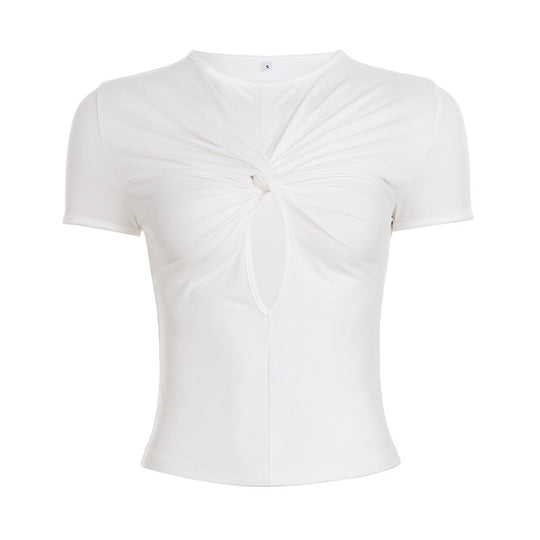 Damen Kurzarmshirt mit raffiniertem Knotendesign EB
