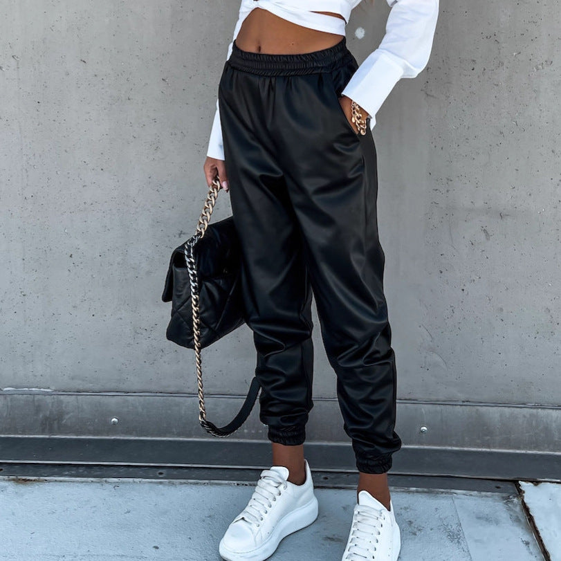 Damen Bequeme Jogginghose im sportlichen Stil mit elastischem Bund und Taschen EB