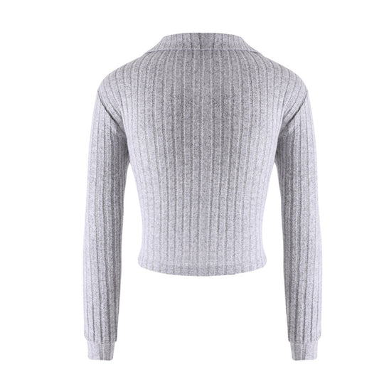 Damen Strickpullover mit klassischem Kragen und Rippstruktur EB