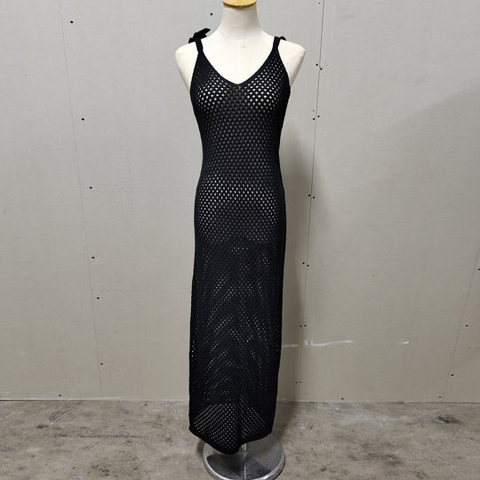 Damen gehäkeltes Strandkleid mit tiefem V-Ausschnitt und verstellbaren Trägern EB