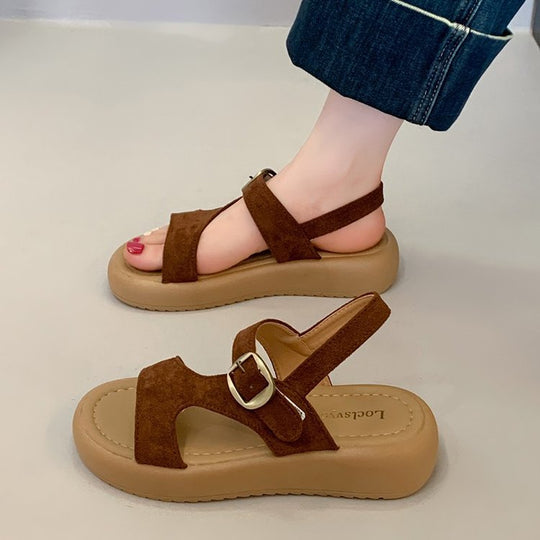 Damen komfortable Plateau-Sandaletten mit verstellbarem Riemen EB