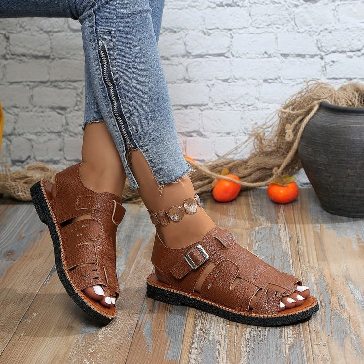 Damen Komfortable Riemchen-Sandalen mit verstellbaren Schnallen EB