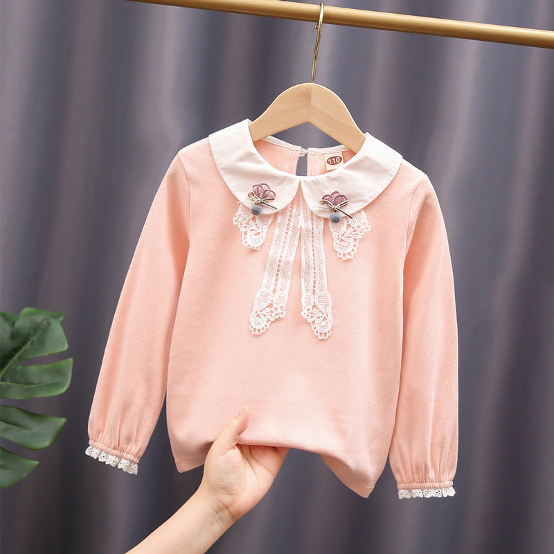 Damen elegante Bluse mit Spitzenapplikationen EB