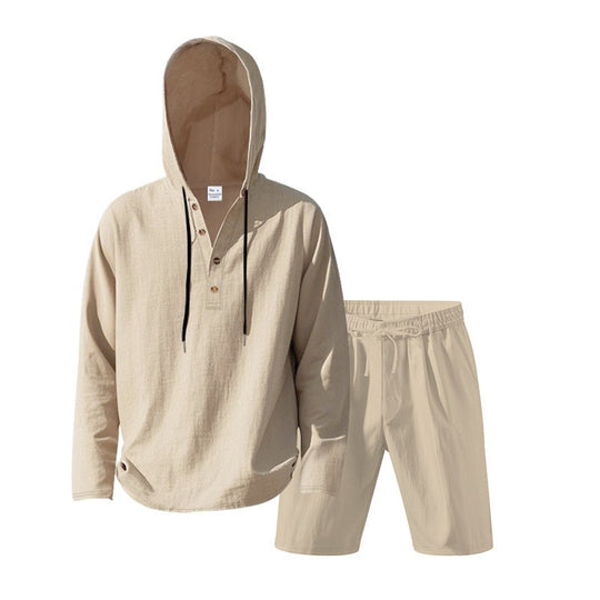 Herren lässiges Kapuzenshirt mit kurzer Hose im entspannten Stil EB