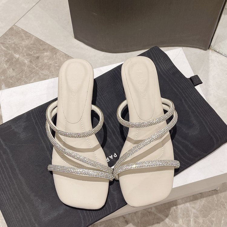 Damen elegante Sandaletten mit funkelnden Riemen EB