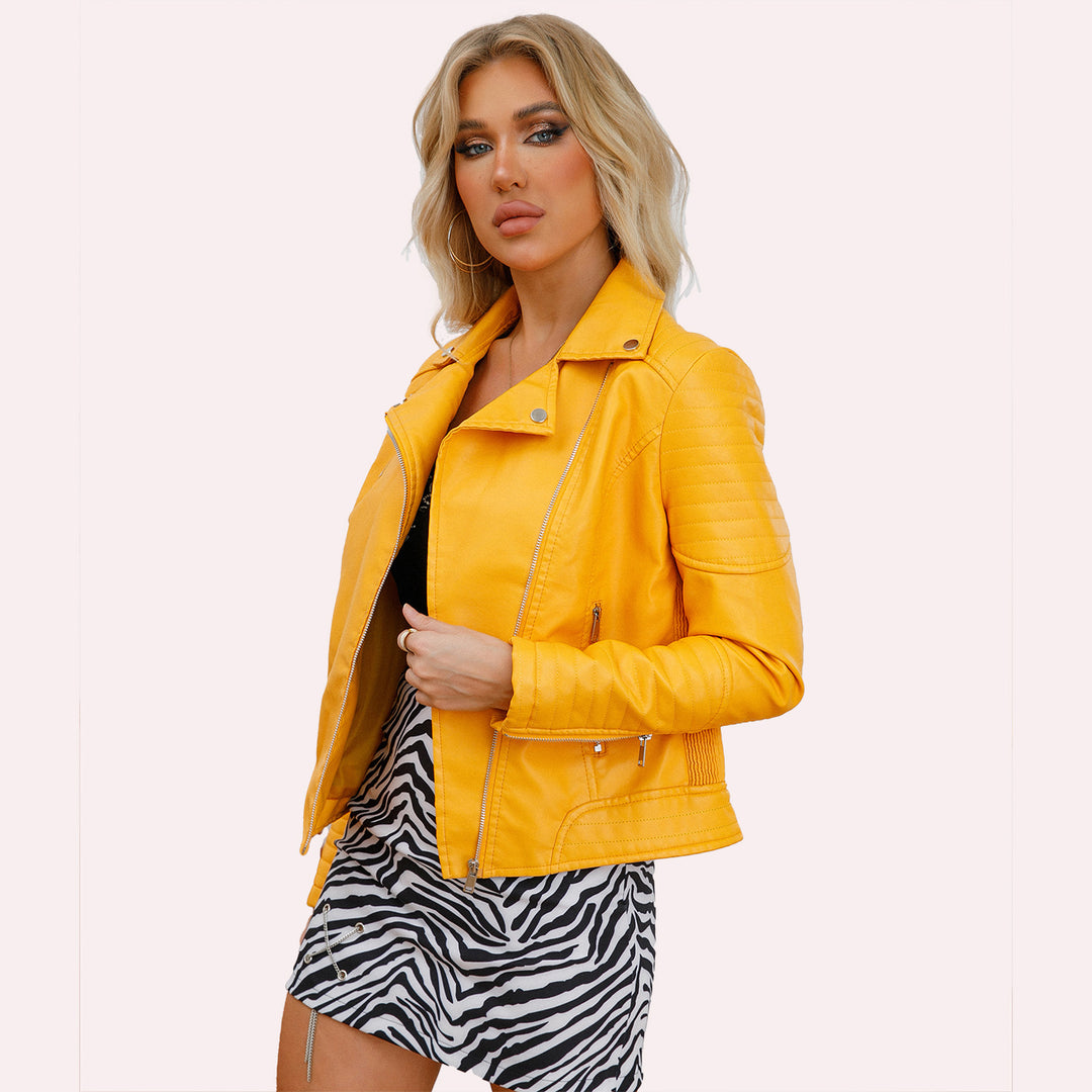 Damen Bikerjacke mit modischen Steppdetails und asymmetrischem Reißverschluss EB