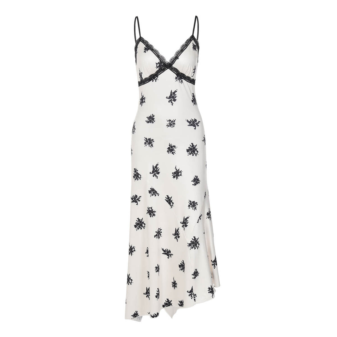 Damen Elegantes Maxikleid mit floralem Relief und feinen Spaghettiträgern EB