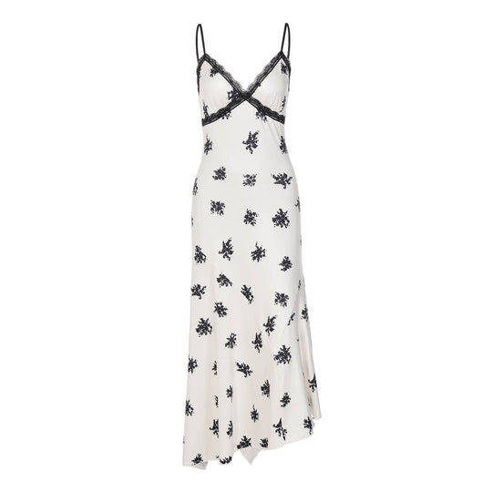 Damen Elegantes Maxikleid mit floralem Relief und feinen Spaghettiträgern EB