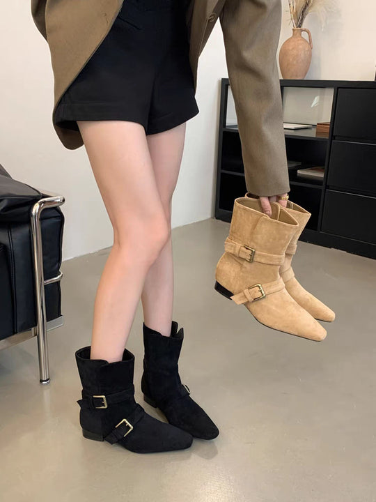 Damen Stylishe Ankle-Boots mit modischem Ketten-Detail und Absatz EB