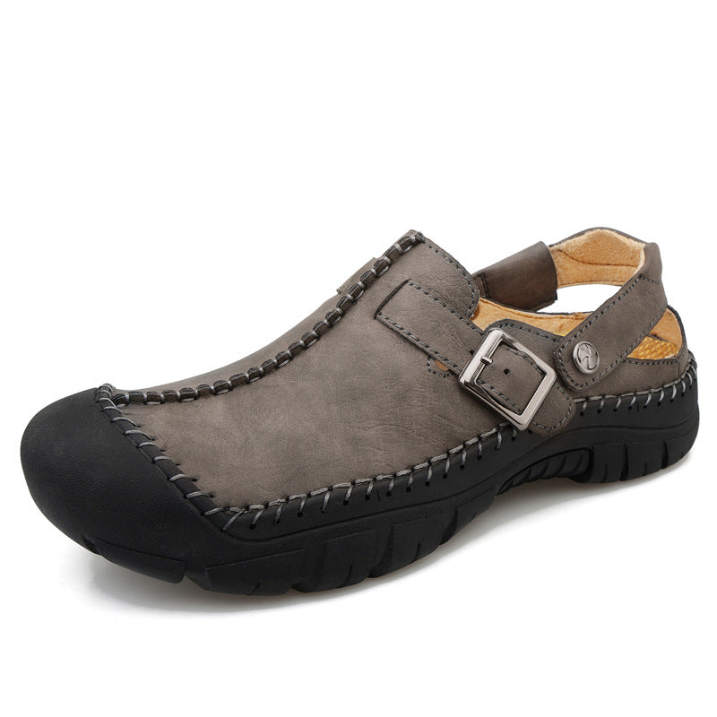 Herren Clogs aus hochwertigem Leder mit komfortablem Riemen und rutschfester Sohle EB