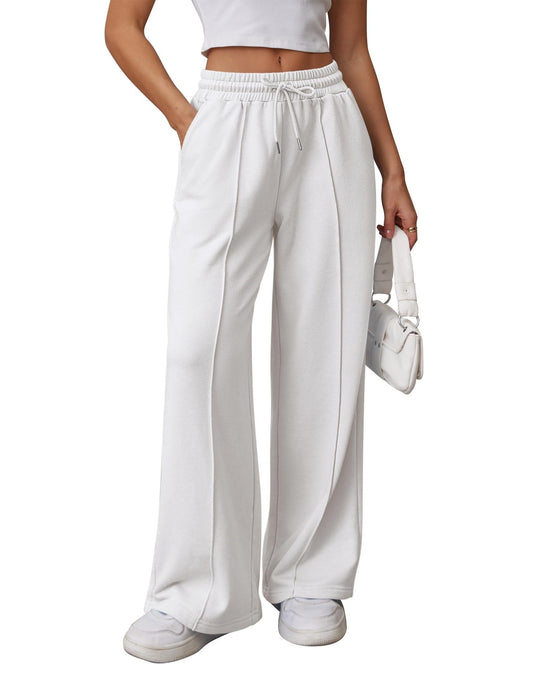 Damen nan High-Waist Relax-Freizeithose mit doppeltem Rippbund, sichtbarer Bügelfalte und weitem Bein EB