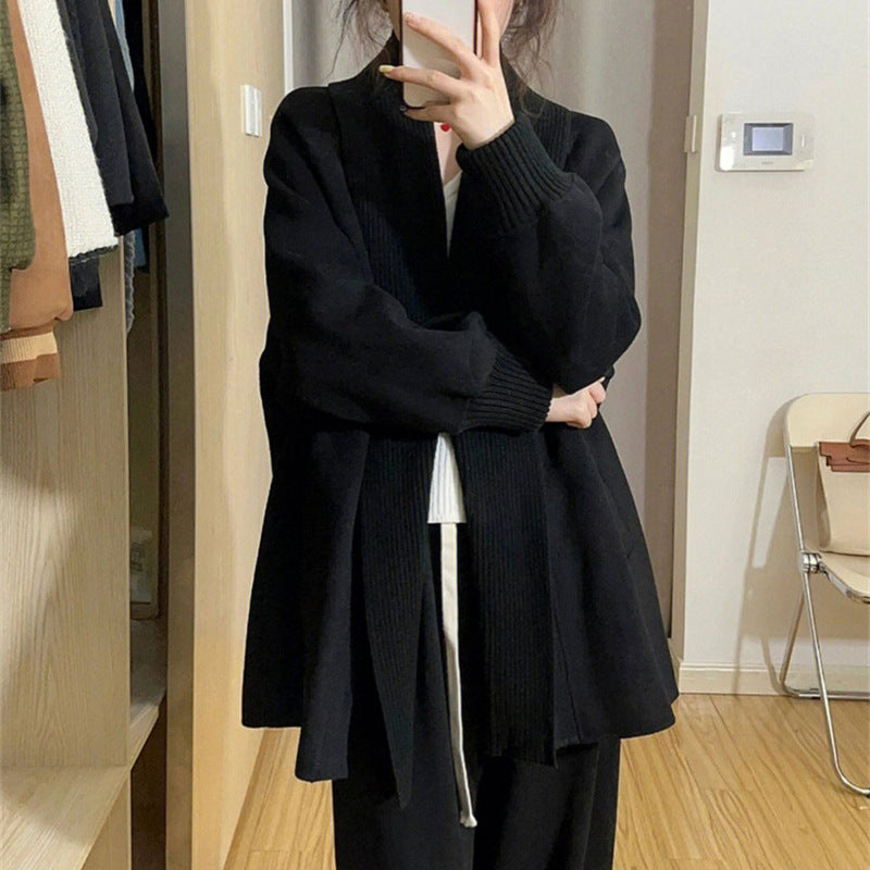 Damen Modischer Oversized Cardigan mit strukturiertem Kragen EB